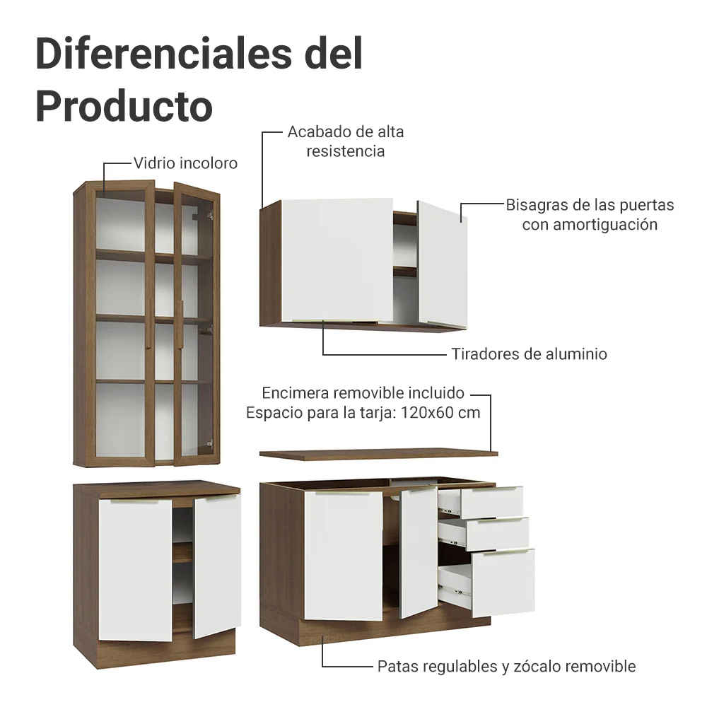 Combo de Cocina con Cristalero 190 cm Madesa Lux MB 02 - Image 5