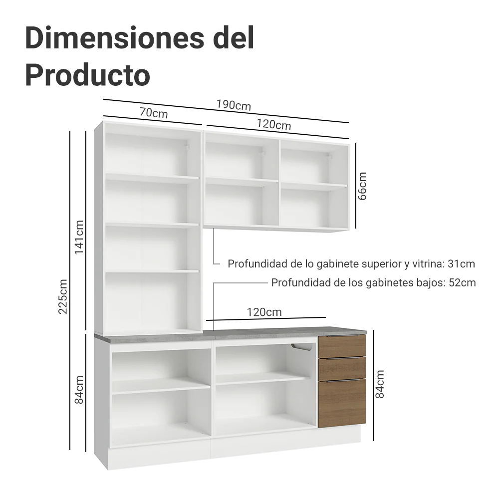 Combo completo de Cocina con Cristalero 190 cm Madesa Stella BM 03 - Image 2