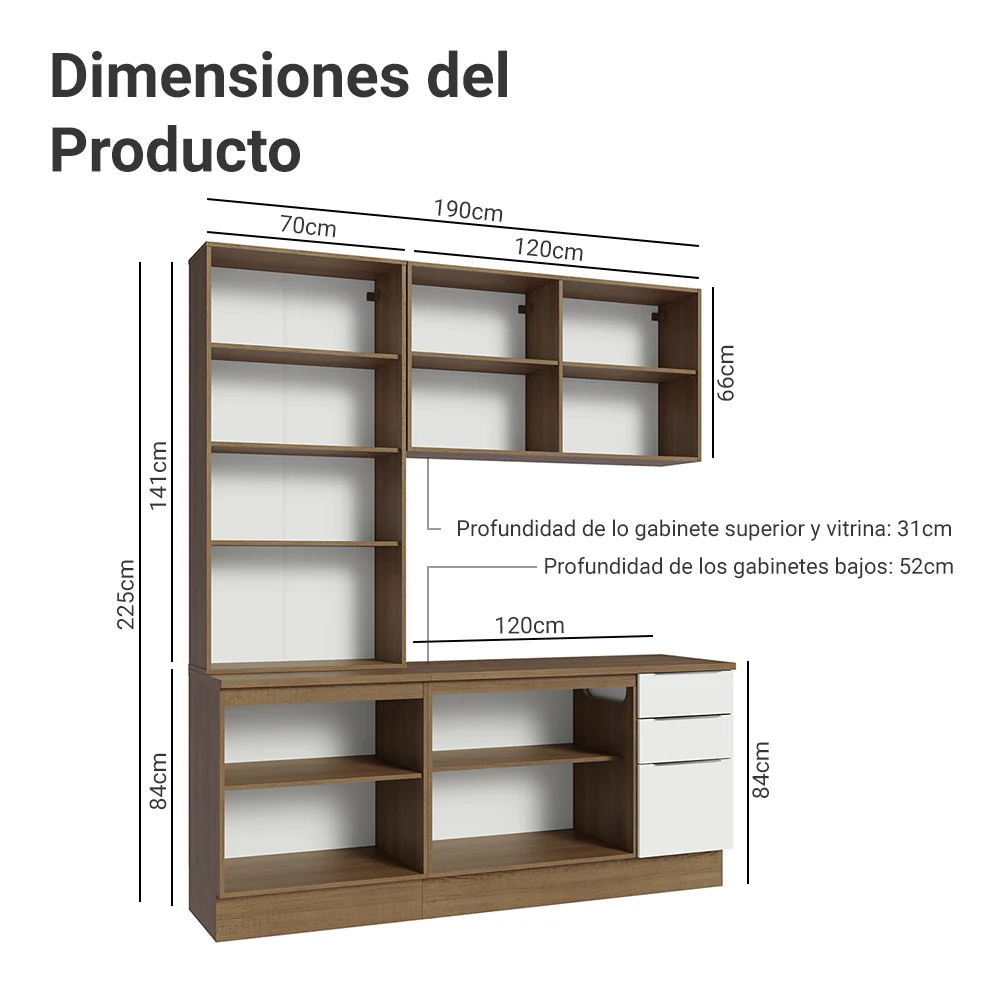 Combo completo de Cocina con Cristalero 190 cm Madesa Stella MB 11 - Image 2