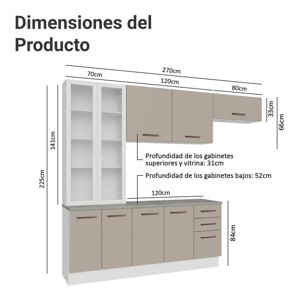 Combo completo de Cocina con Cristalero 270 cm Madesa Agata BC 11 - Image 2