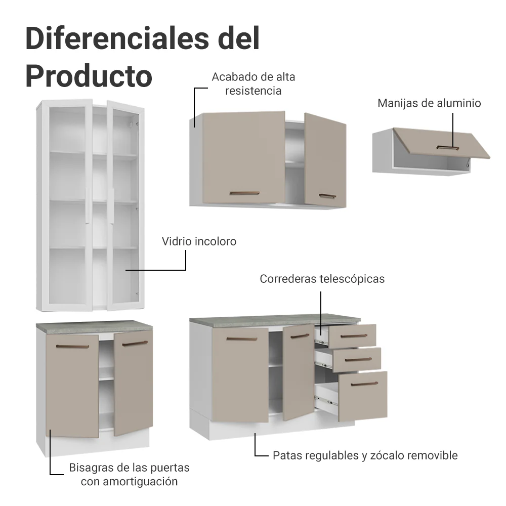 Combo completo de Cocina con Cristalero 270 cm Madesa Agata BC 11 - Image 4