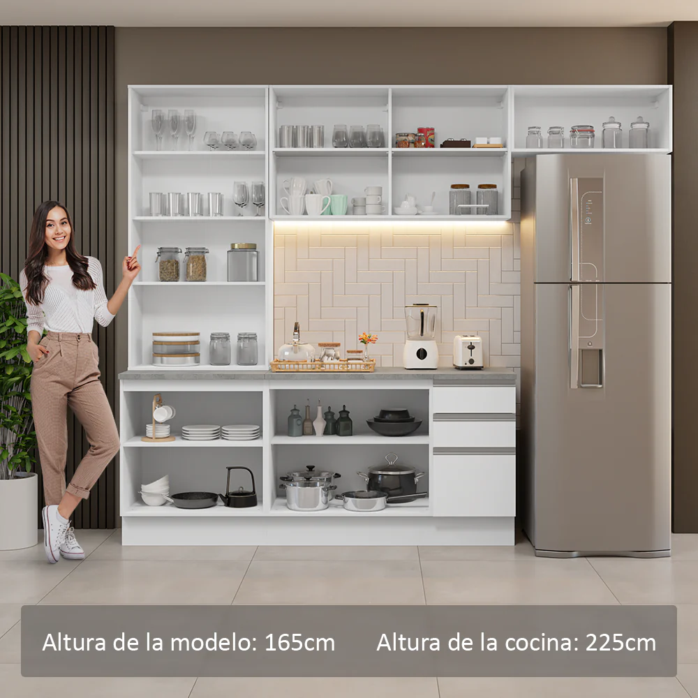 Combo completo de Cocina con Cristalero 270 cm Madesa Glamy BB 16 - Image 5