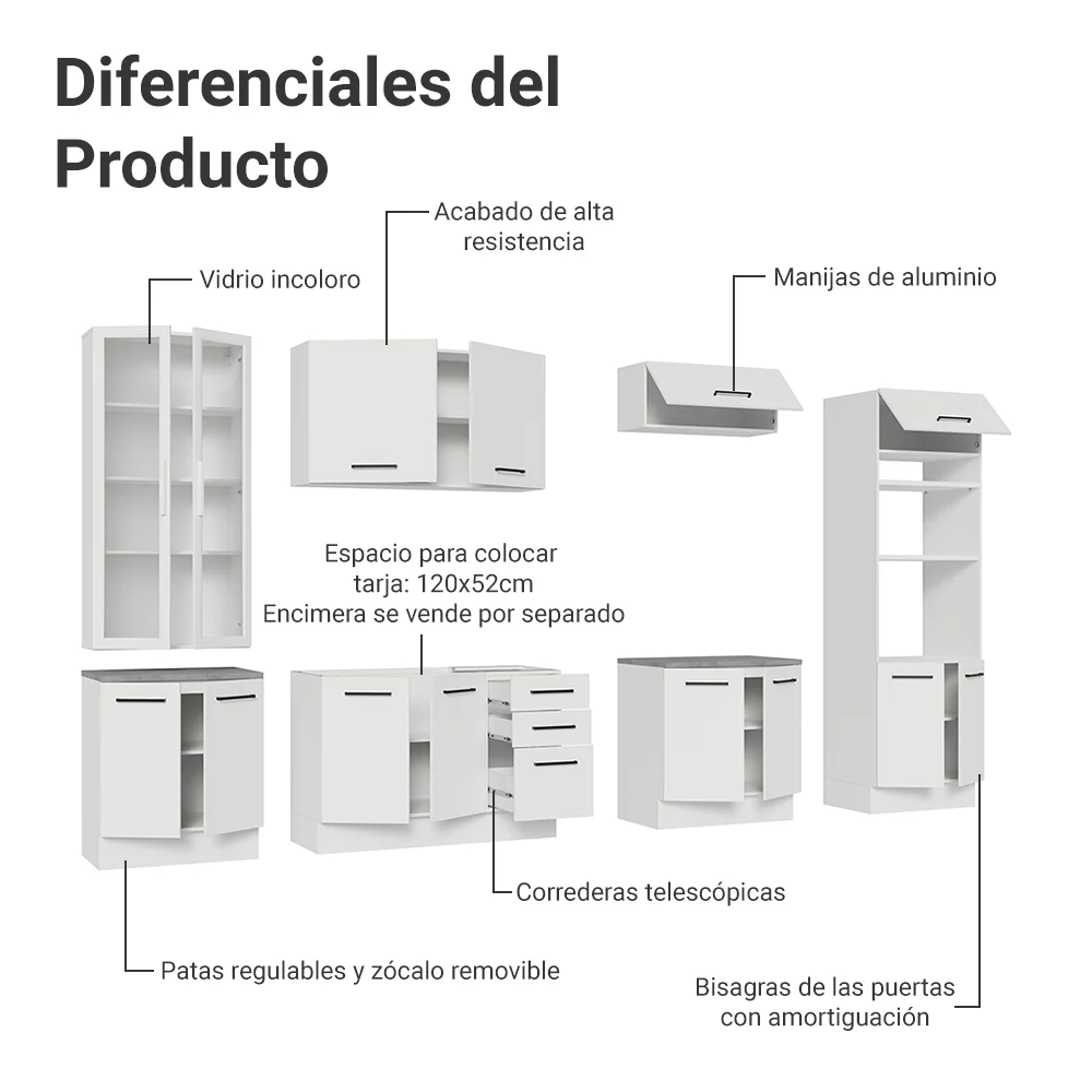 Combo completo de Cocina con Cristalero 340 cm Madesa Agata BB 01 - Image 4