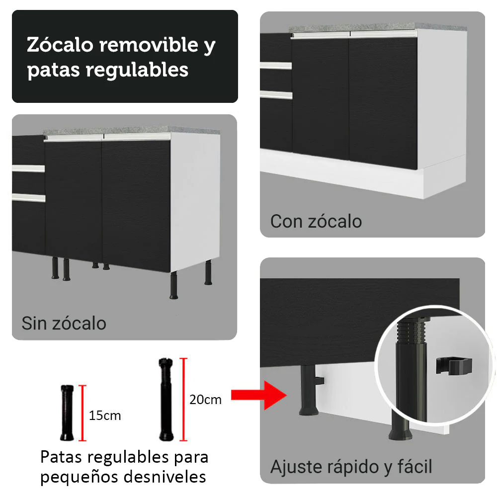 Combo completo de Cocina con Cristalero 340 cm Madesa Glamy BN 01 - Image 8