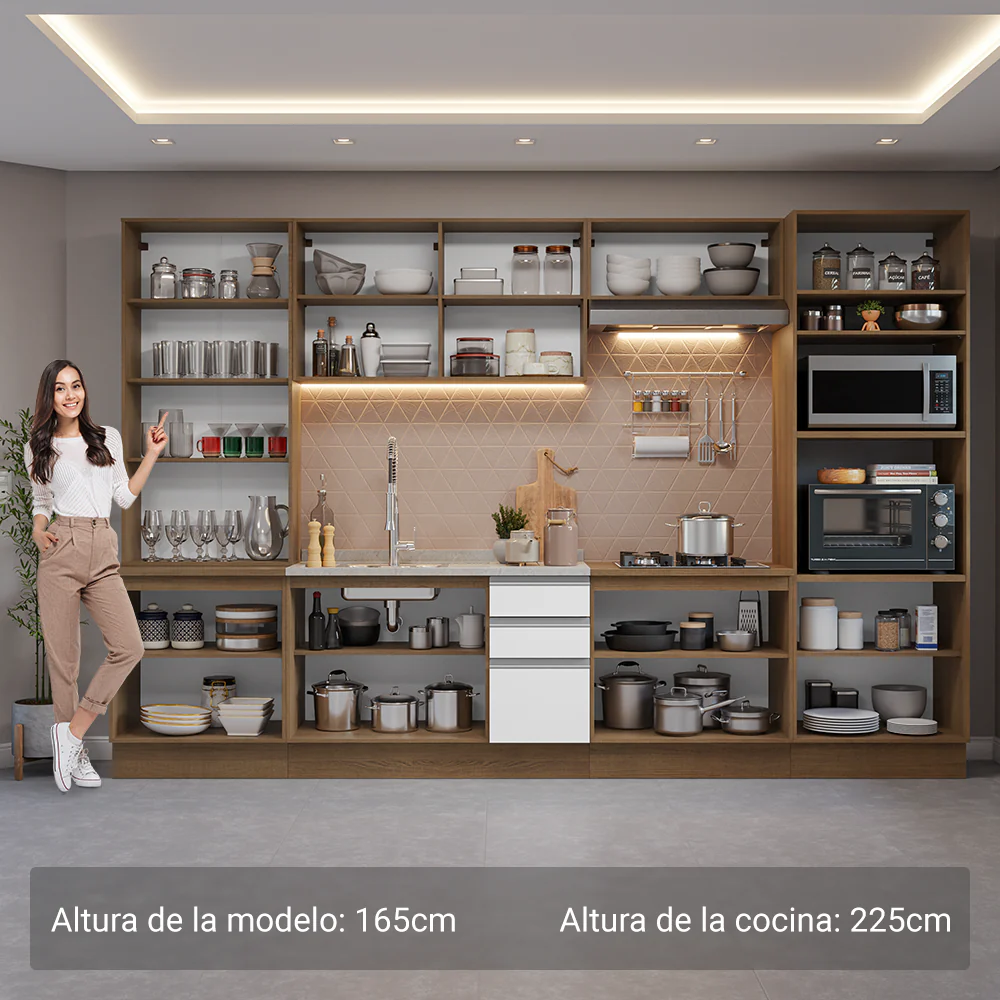 Combo completo de Cocina con Cristalero 340 cm Madesa Glamy MB 01 - Image 3