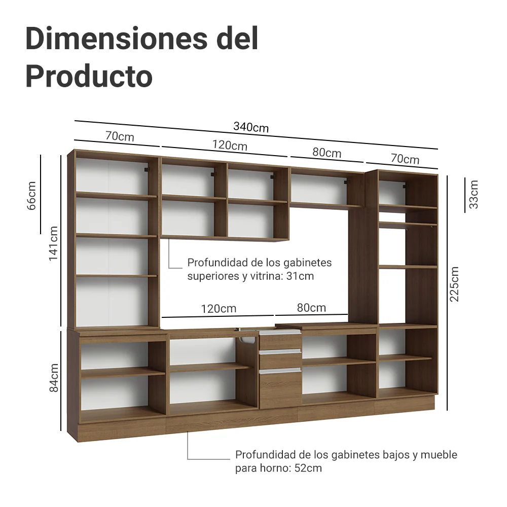 Combo completo de Cocina con Cristalero 340 cm Madesa Glamy MM 01 - Image 2