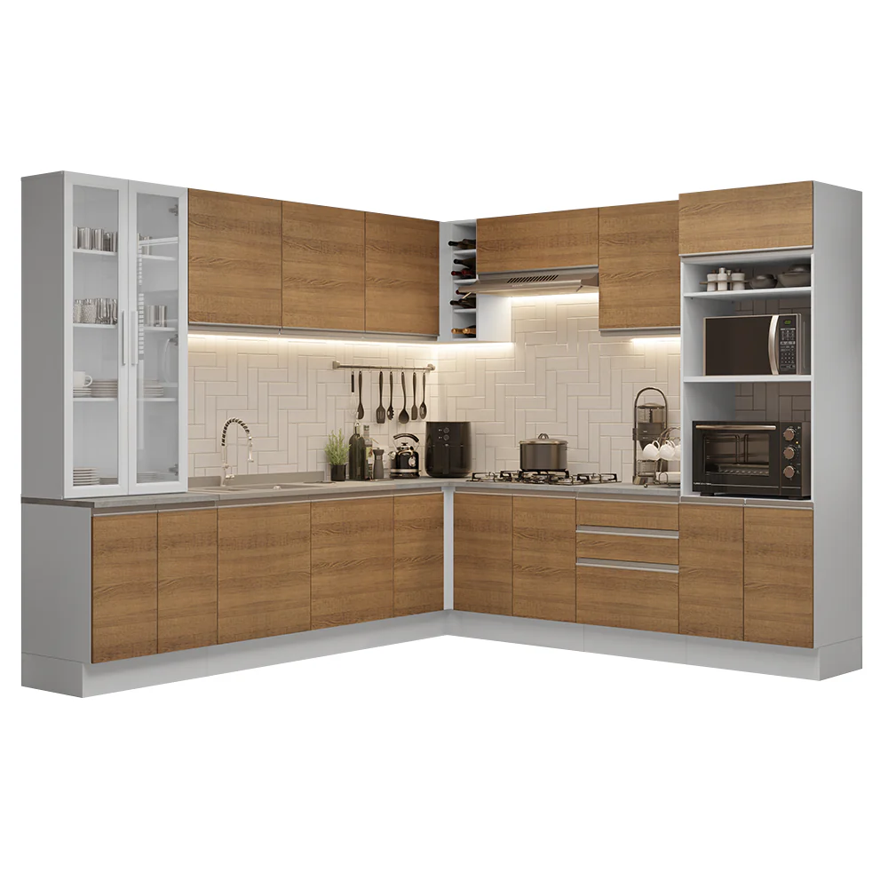 Combo completo de Cocina Esquinera con Cristalero 549 cm Madesa Glamy BM 01 - Image 3