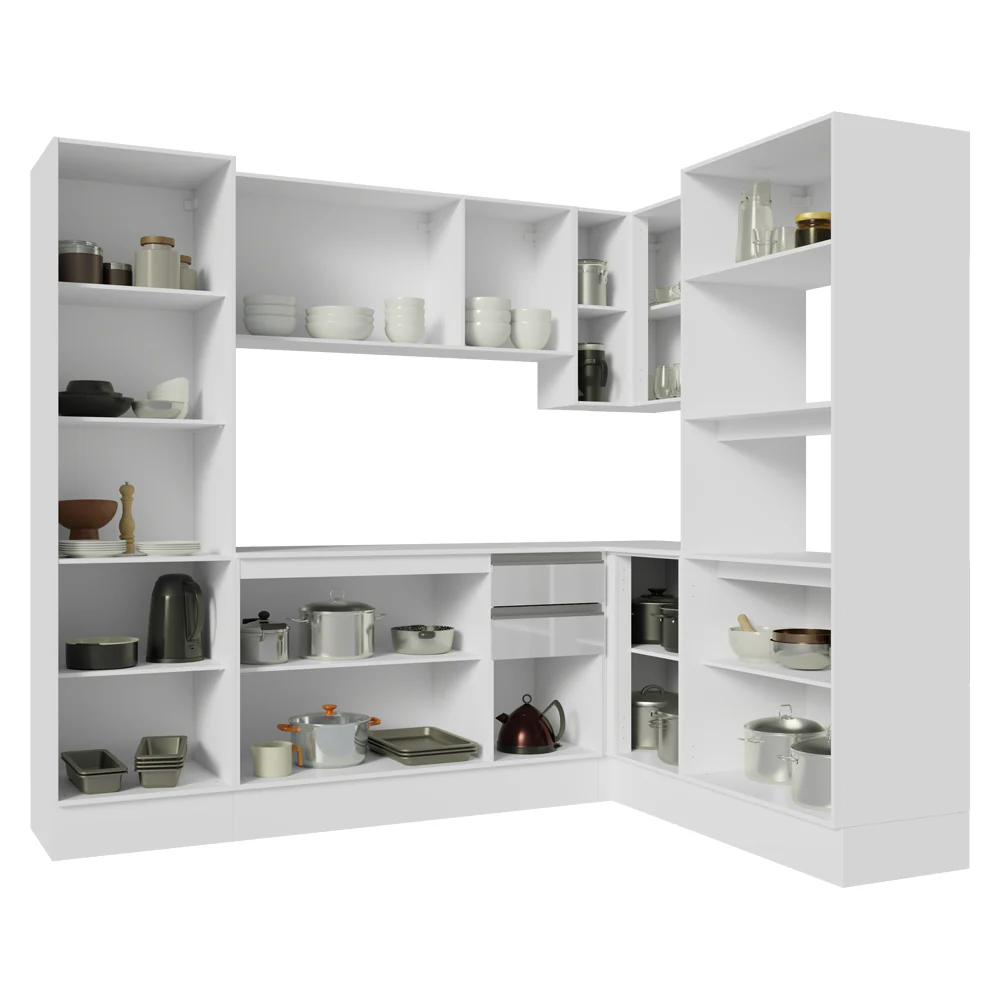 Combo Completo de Cocina Esquinera 100% MDF 377 cm Smart Blanco Brilhante Madesa 01 - Image 5