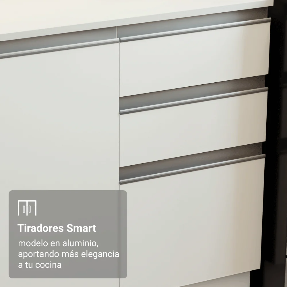 Combo Completo de Cocina Esquinera 100% MDF 377 cm Smart Blanco Brilhante Madesa 01 - Image 7