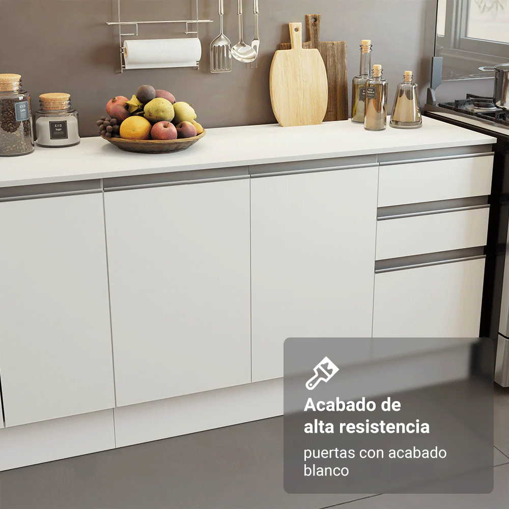 Combo Completo de Cocina Esquinera 100% MDF 377 cm Smart Blanco Brilhante Madesa 01 - Image 9