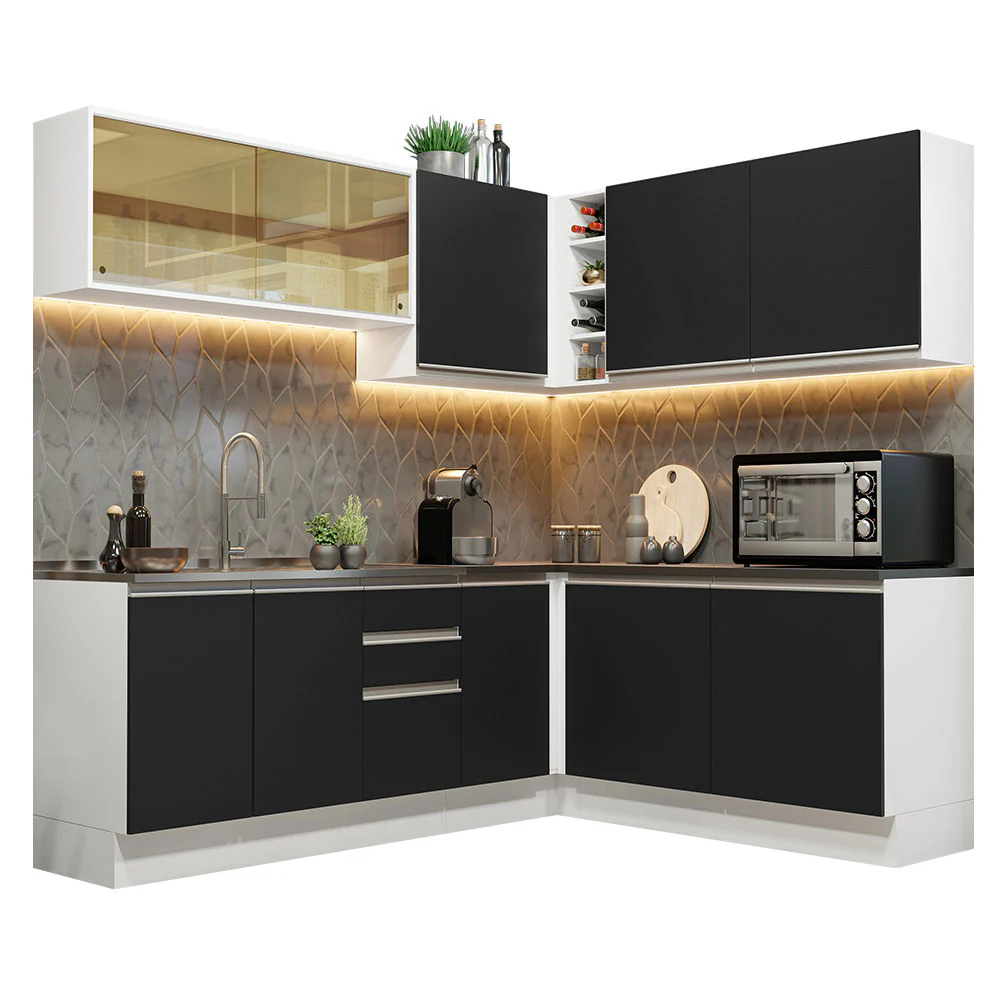Combo Completo de Cocina Esquinera 100% MDF 409 cm Frentes Blanco Brillante Acordes Madesa 01 - Image 3