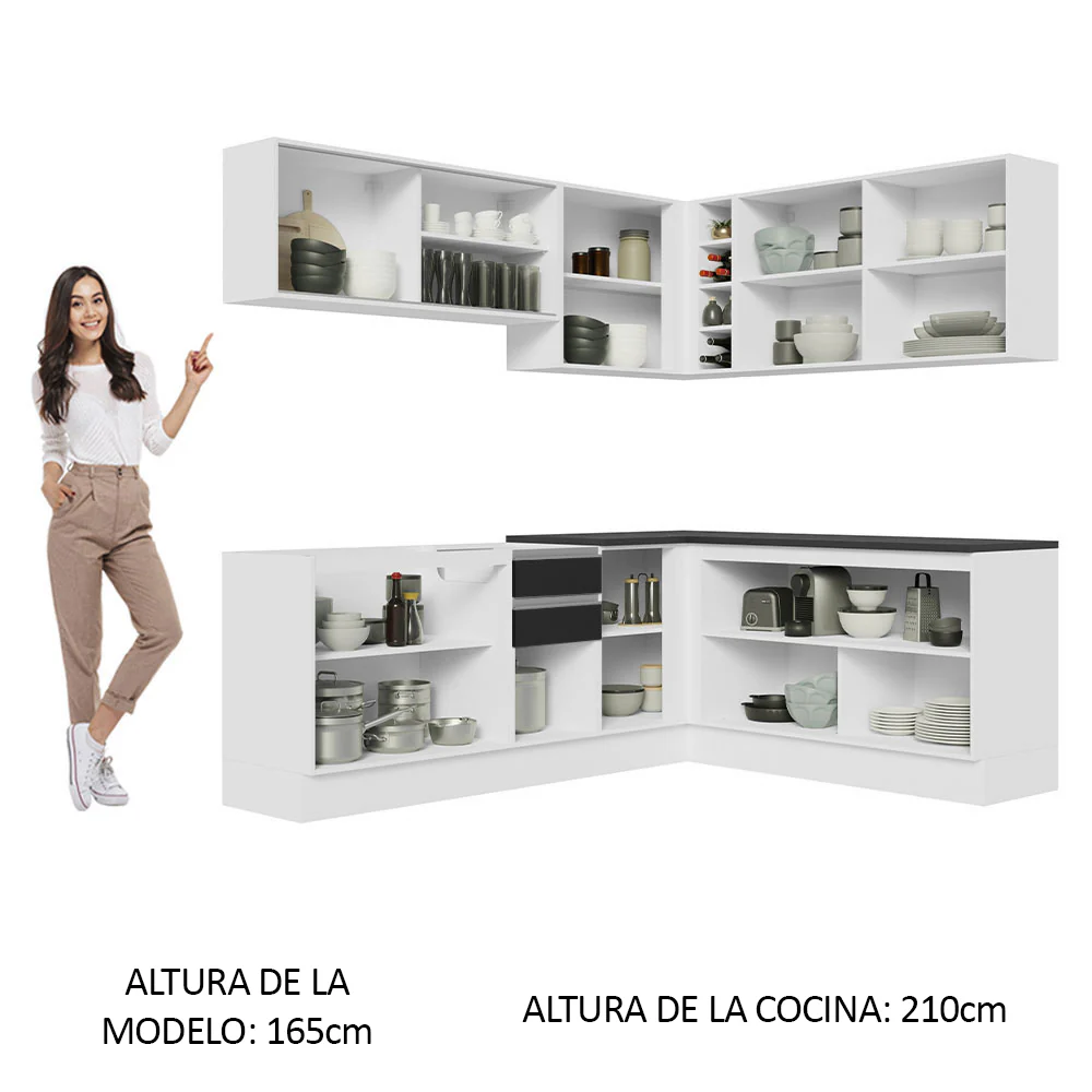 Combo Completo de Cocina Esquinera 100% MDF 409 cm Frentes Blanco Brillante Acordes Madesa 01 - Image 5