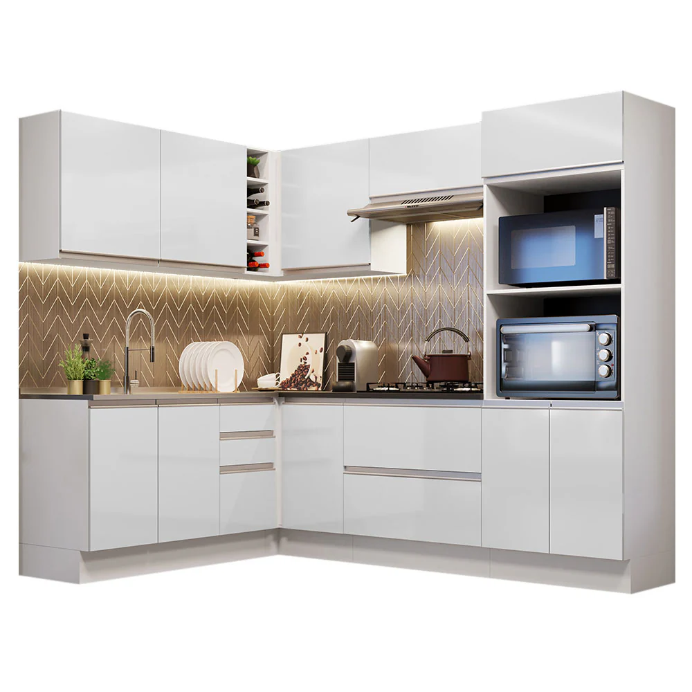 Combo Completo de Cocina Esquinera 100% MDF 419 cm Frentes Blanco Brillante Acordes Madesa 03 - Image 3