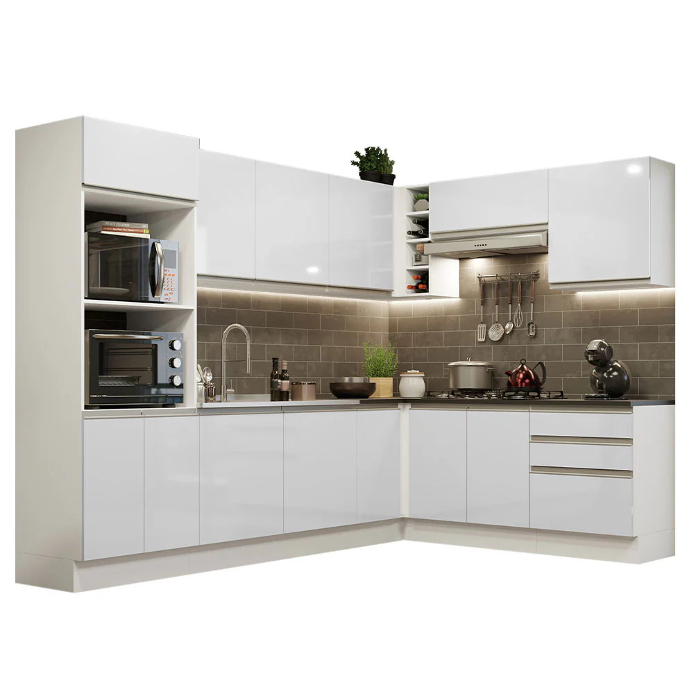 Combo Completo de Cocina Esquinera 100% MDF 479 cm Frentes Blanco Brillante Acordes Madesa 03 - Image 3