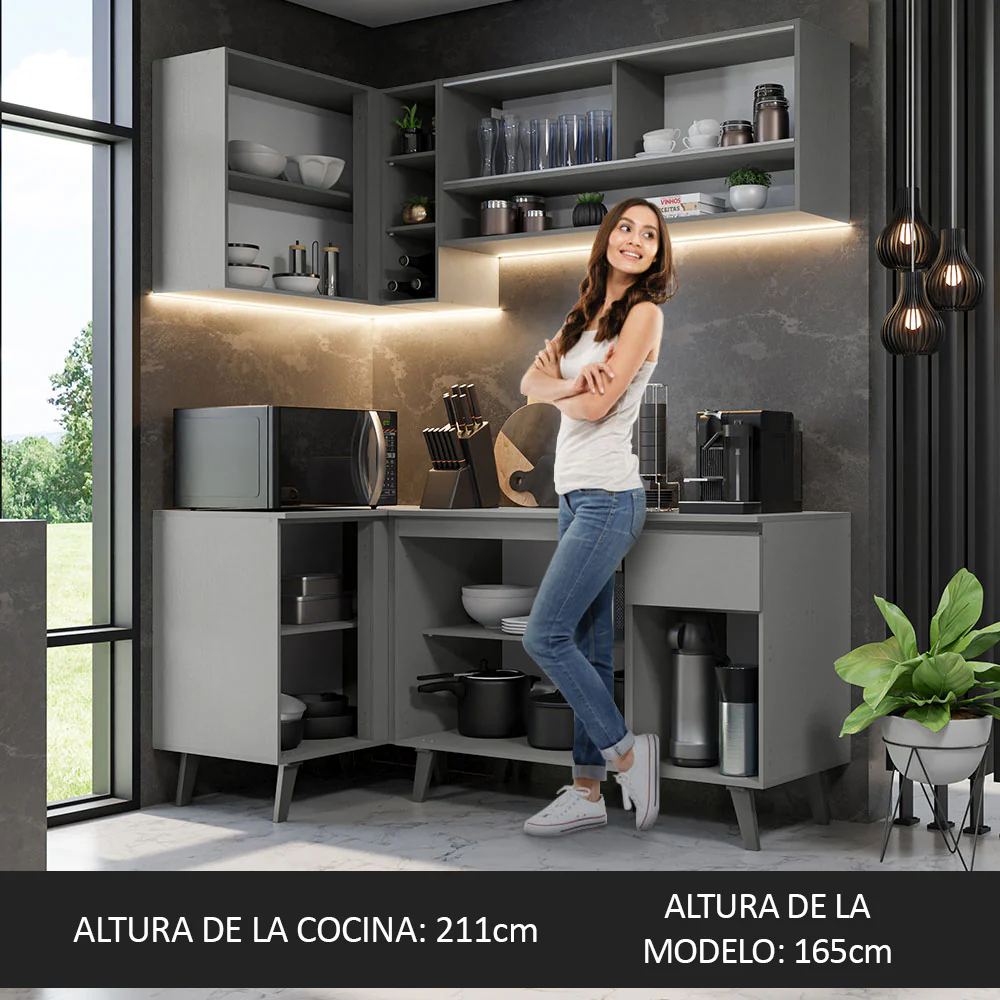 Combo Completo de Cocina Esquinera 265 cm Gris Nice Madesa 01 - Image 5