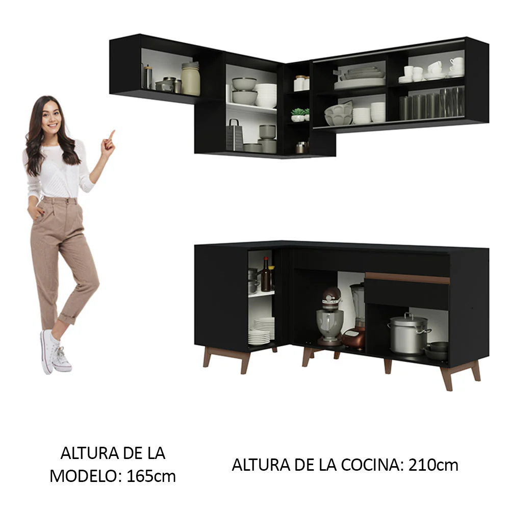 Combo completo de Cocina Esquinera 332cm Negro Reims 03 - Image 7