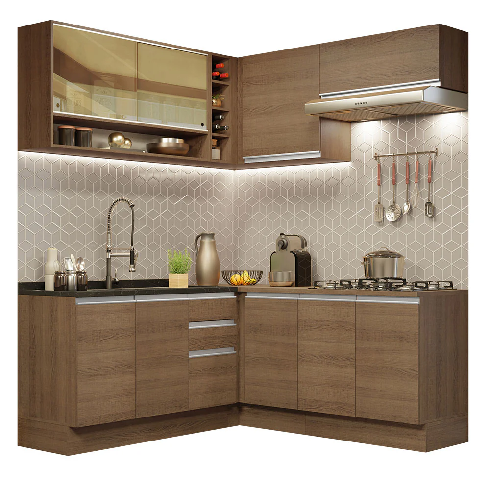 Combo completo de Cocina Esquinera 349cm Marrón Glamy Madesa 02 - Image 3