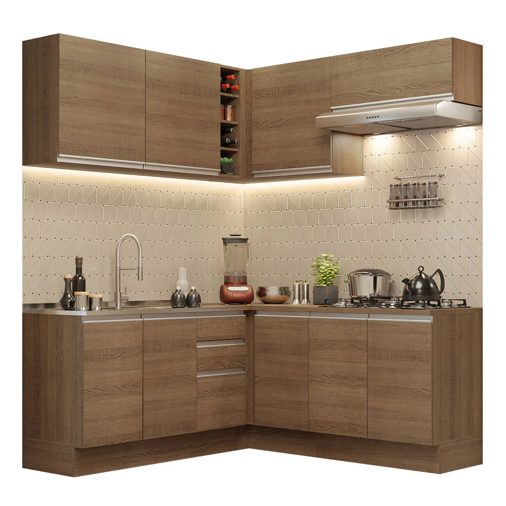 Combo completo de Cocina Esquinera 349cm Marrón Glamy Madesa 03 - Image 3