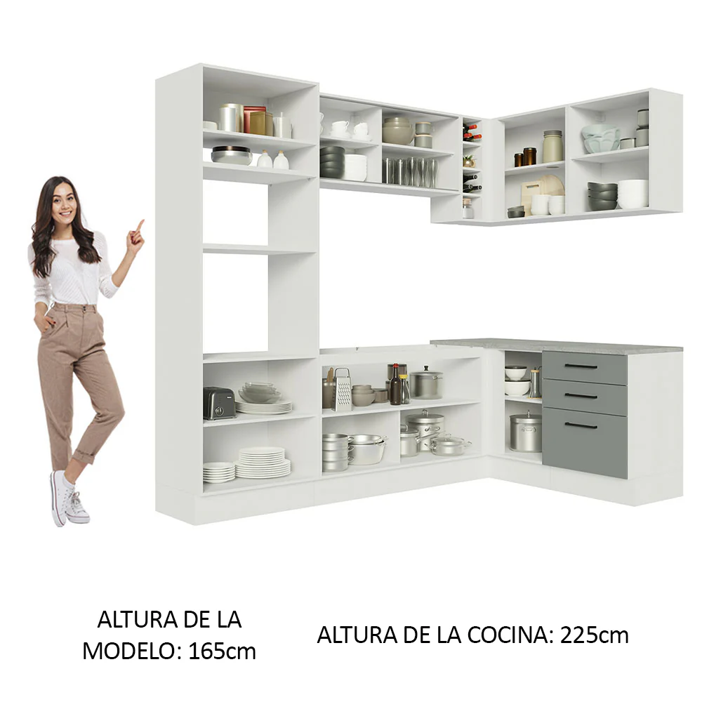 Combo completo de Cocina Esquinera 399cm Blanco/Gris Agata 01 - Image 4