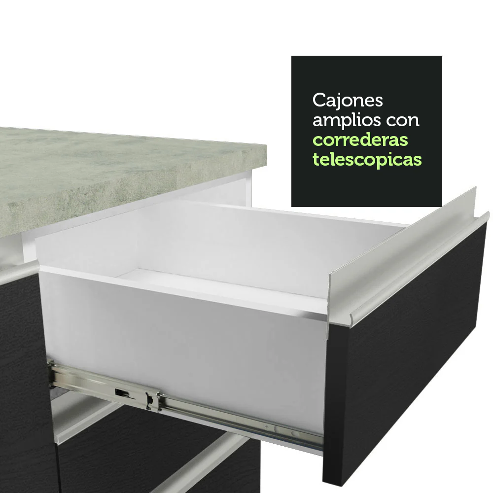 Combo completo de Cocina Esquinera 399cm Glamy Madesa 02 Blanco/Negro - Image 7