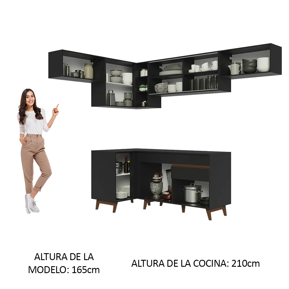 Combo completo de Cocina Esquinera 402cm Negro Reims 04 - Image 5