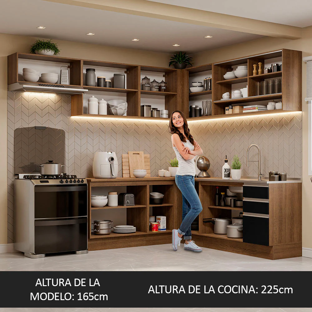 Combo completo de Cocina Esquinera 469cm Madesa Glamy Marrón/Negro 01 - Image 9