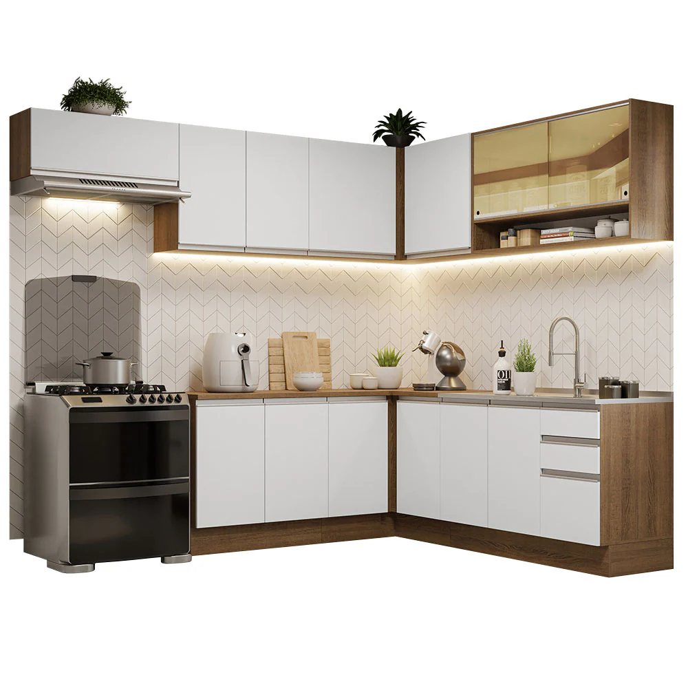 Combo completo de Cocina Esquinera 469cm Marrón/Blanco Glamy Madesa 01 - Image 3