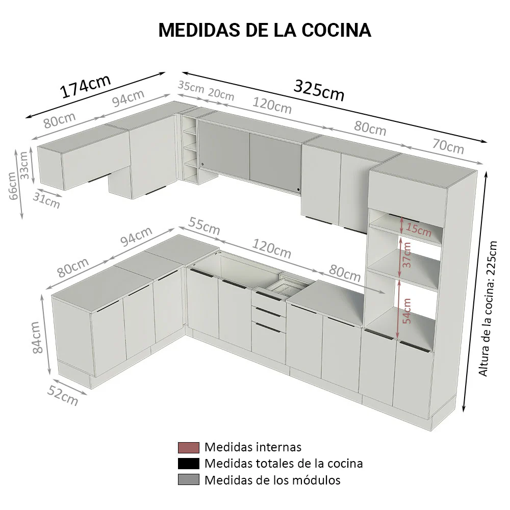 Combo Completo de Cocina Esquinera 499 cm Blanco Stella Madesa 03 - Image 2