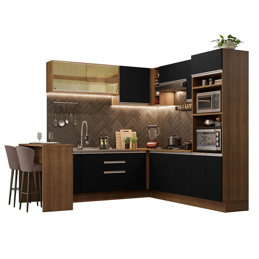 Combo completo de Cocina Esquinera 504cm Madesa Glamy Marrón/Negro 01 - Image 3