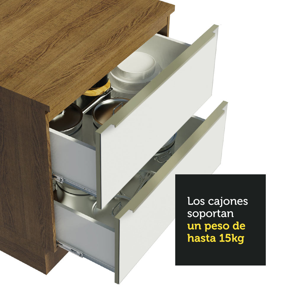 Combo Completo de Cocina Esquinera 546 x 60 cm Marrón/Blanco Aterciopelado Lux Madesa 01 - Image 9