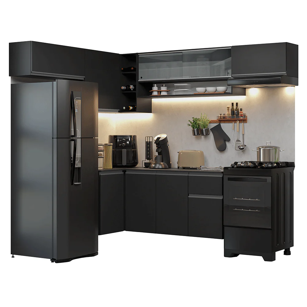 Combo Completo de Cocina Esquinera Flotante 405 cm Negro Nice Madesa 04 - Image 3