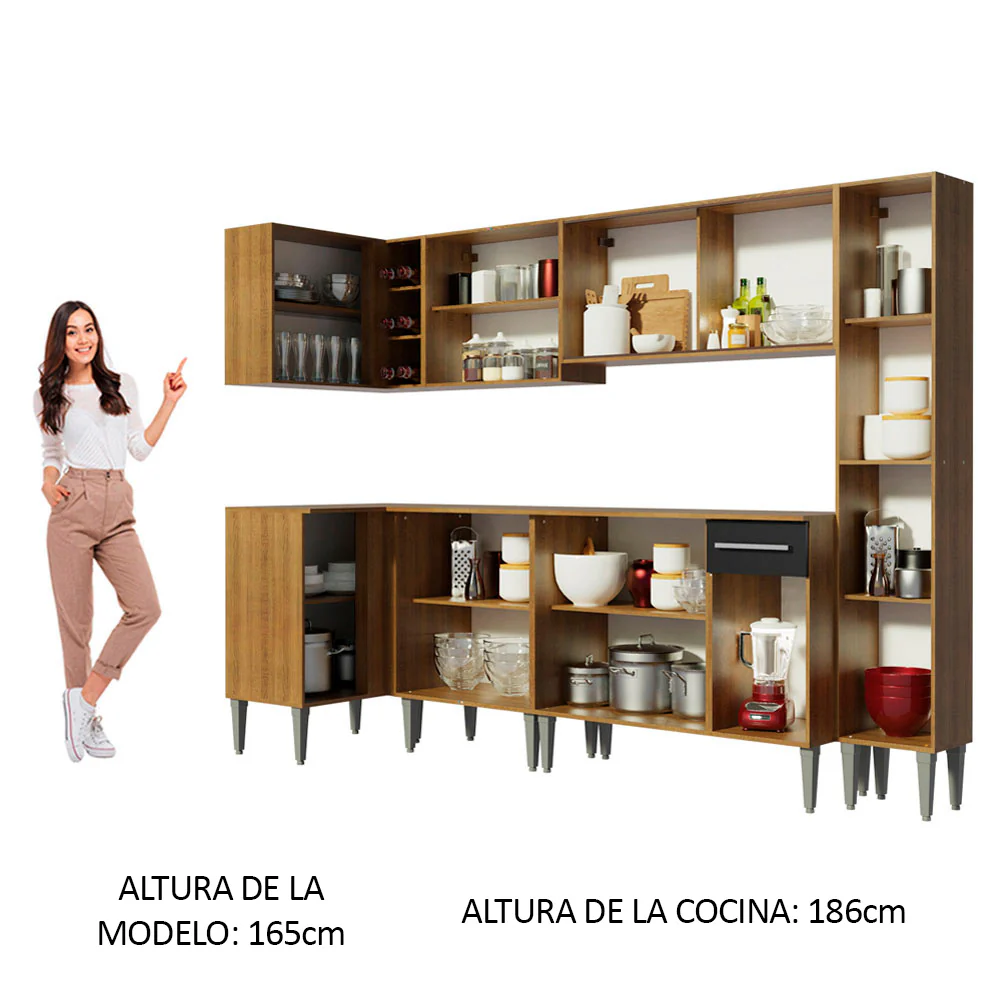 Combo completo de Cocina Esquinera Madesa Emilly 325cm Marrón/Negro 04 - Image 5