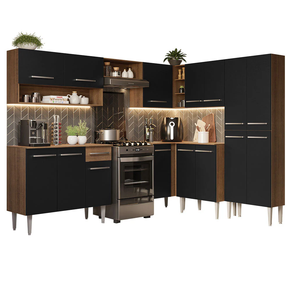 Combo completo de Cocina Esquinera Madesa Emilly 417cm Marrón/Negro 02 - Image 3