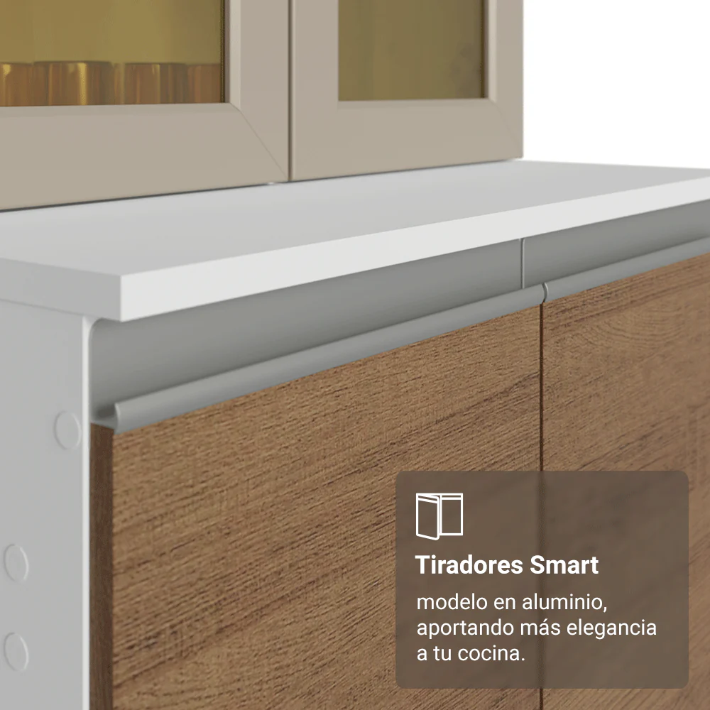Combo completo de Cocina Esquinero 100% MDF 447 cm Blanco/Marrón/Crema Smart Madesa 02 - Image 5