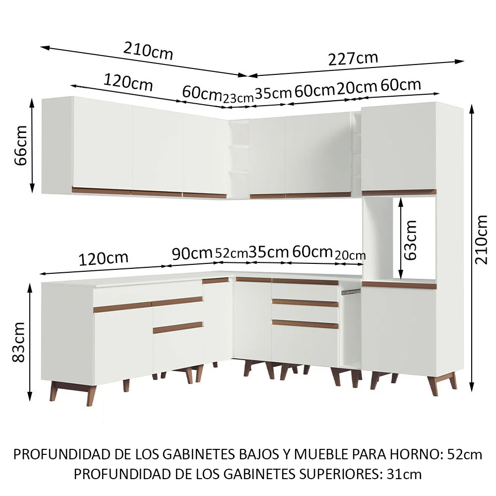 Combo completo de Cocina Esquinero 437cm Blanco Reims Madesa 01 - Image 3