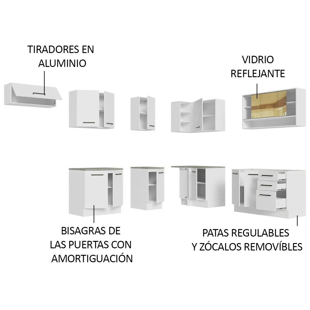 Combo completo de Cocina Esquinero 486cm Blanco 60cm de Profundidad Agata Madesa 01 - Image 4