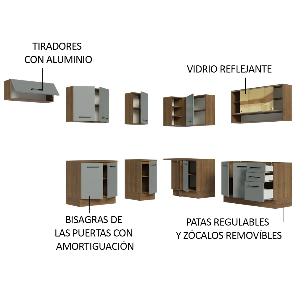 Combo completo de Cocina Esquinero 486cm Marrón/Gris 60cm de Profundidad Agata Madesa 01 - Image 4