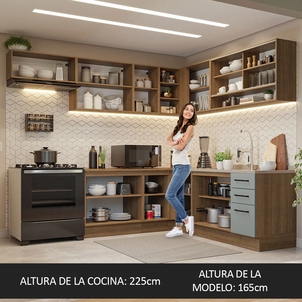 Combo completo de Cocina Esquinero 486cm Marrón/Gris 60cm de Profundidad Agata Madesa 01 - Image 5