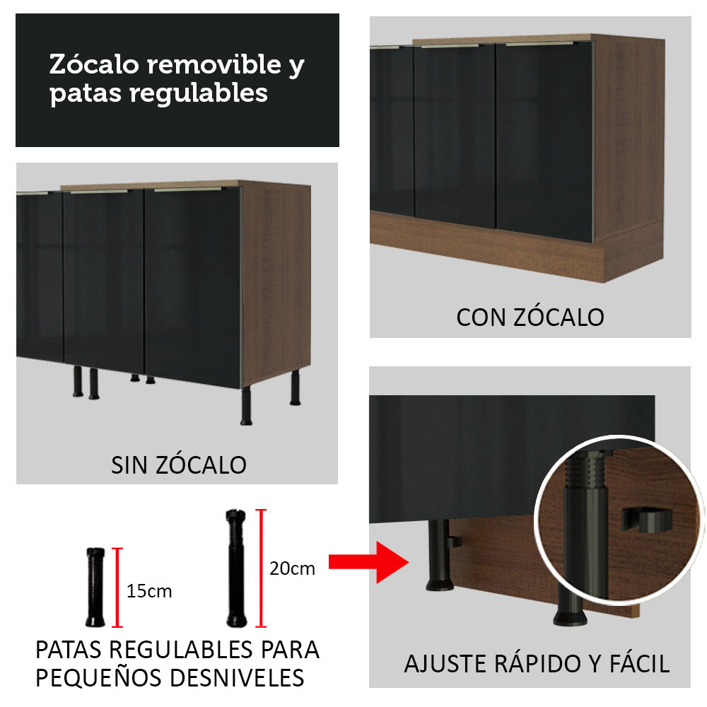 Combo completo de Cocina Esquinero 526cm Marrón/Negro Lux Madesa 01 - Image 9