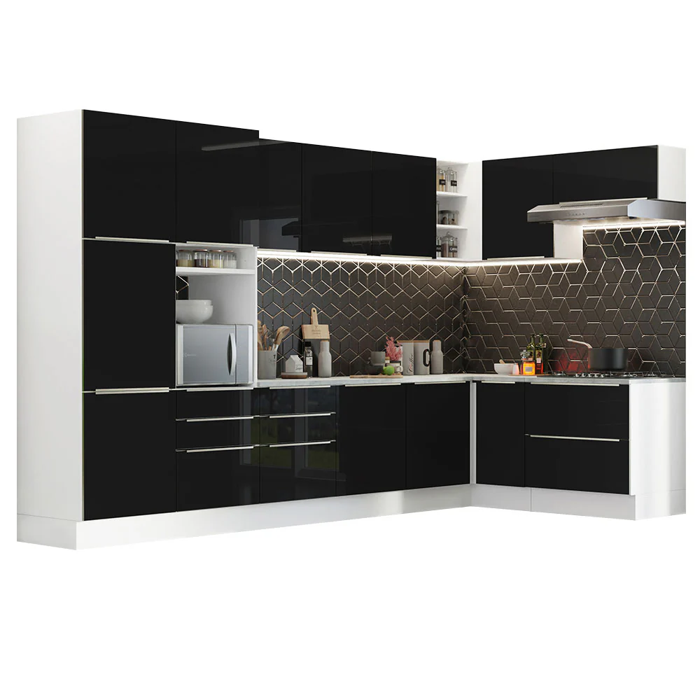 Combo completo de Cocina Esquinero 546cm Blanco/Negro Lux Madesa 05 - Image 2