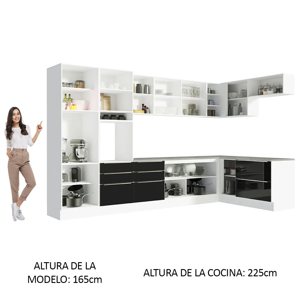 Combo completo de Cocina Esquinero 546cm Blanco/Negro Lux Madesa 05 - Image 5
