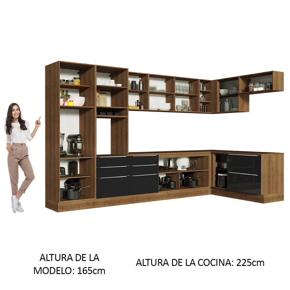 Combo completo de Cocina Esquinero 546cm Marrón/Negro Lux Madesa 05 - Image 5