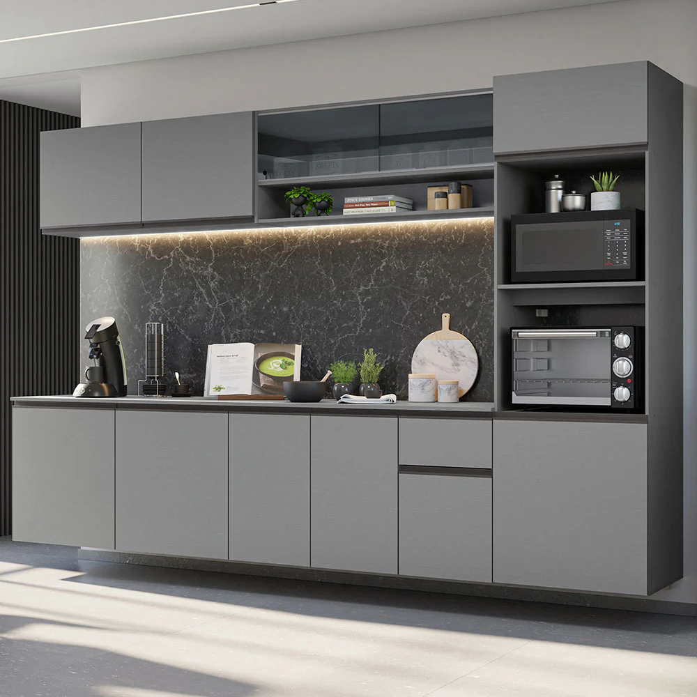 Combo Completo de Cocina Flotante 300 cm Gris Nice Madesa 03