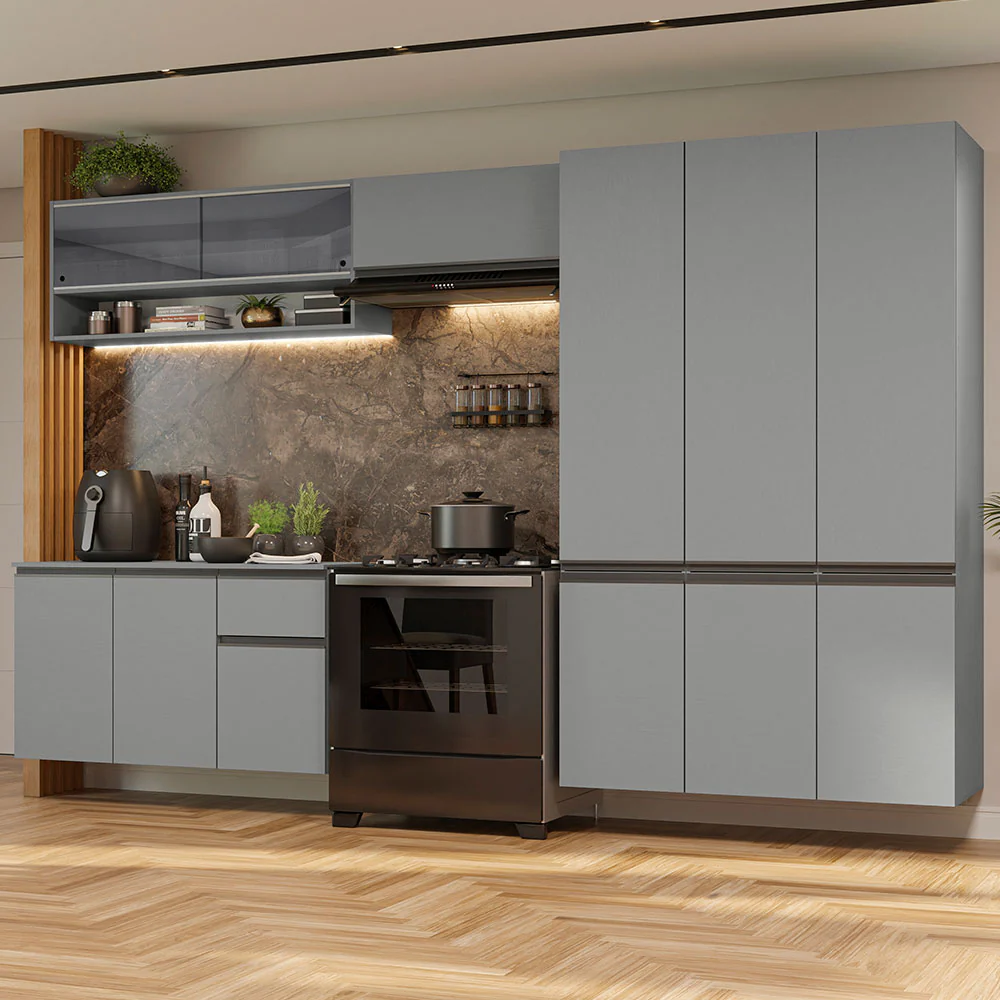 Combo Completo de Cocina Flotante 320 cm Gris Nice Madesa 04