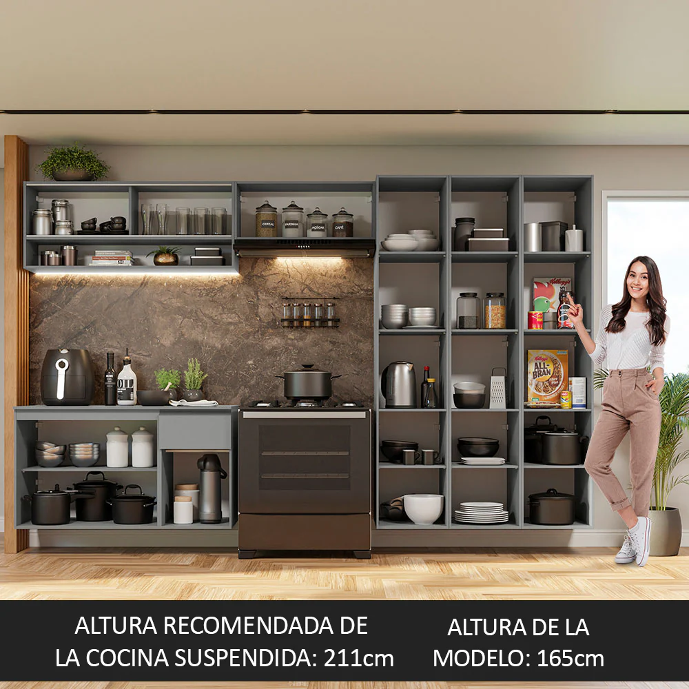 Combo Completo de Cocina Flotante 320 cm Gris Nice Madesa 04 - Image 5