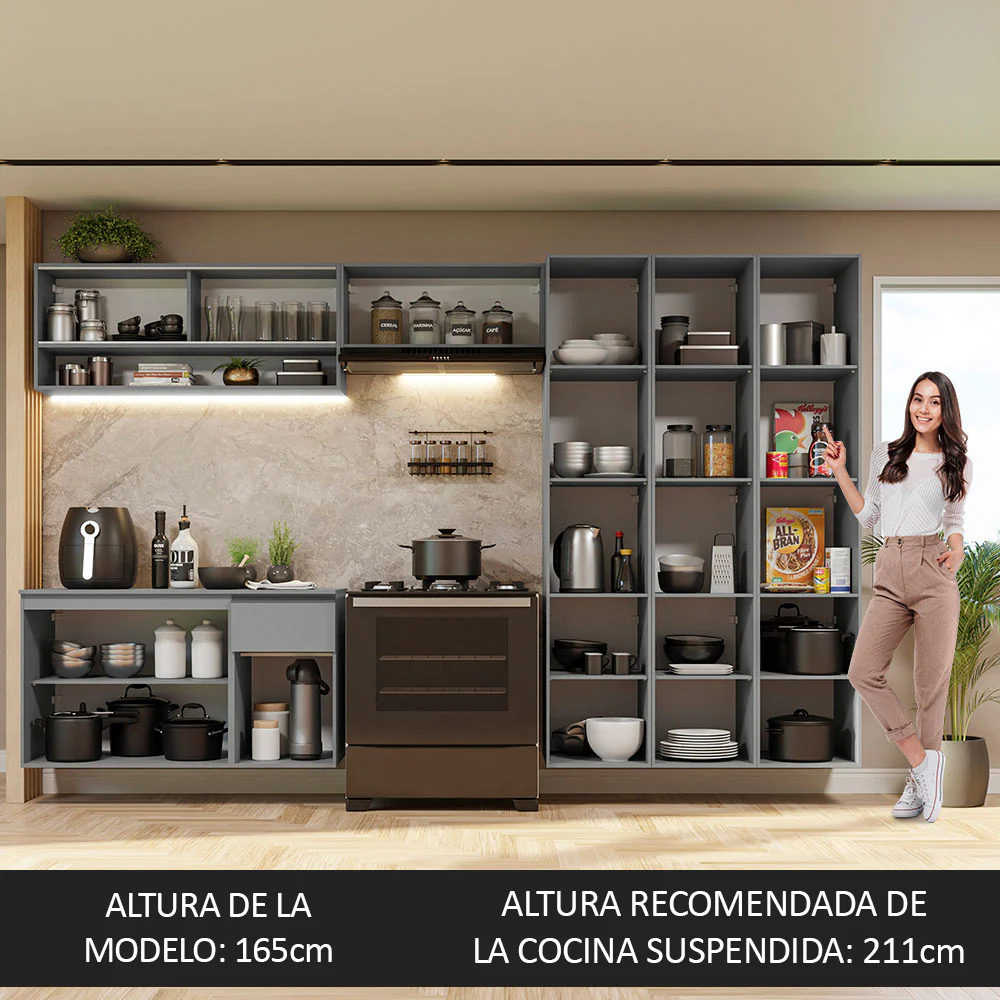 Combo completo de Cocina Flotante 320cm Gris Nice Madesa 05 - Image 5