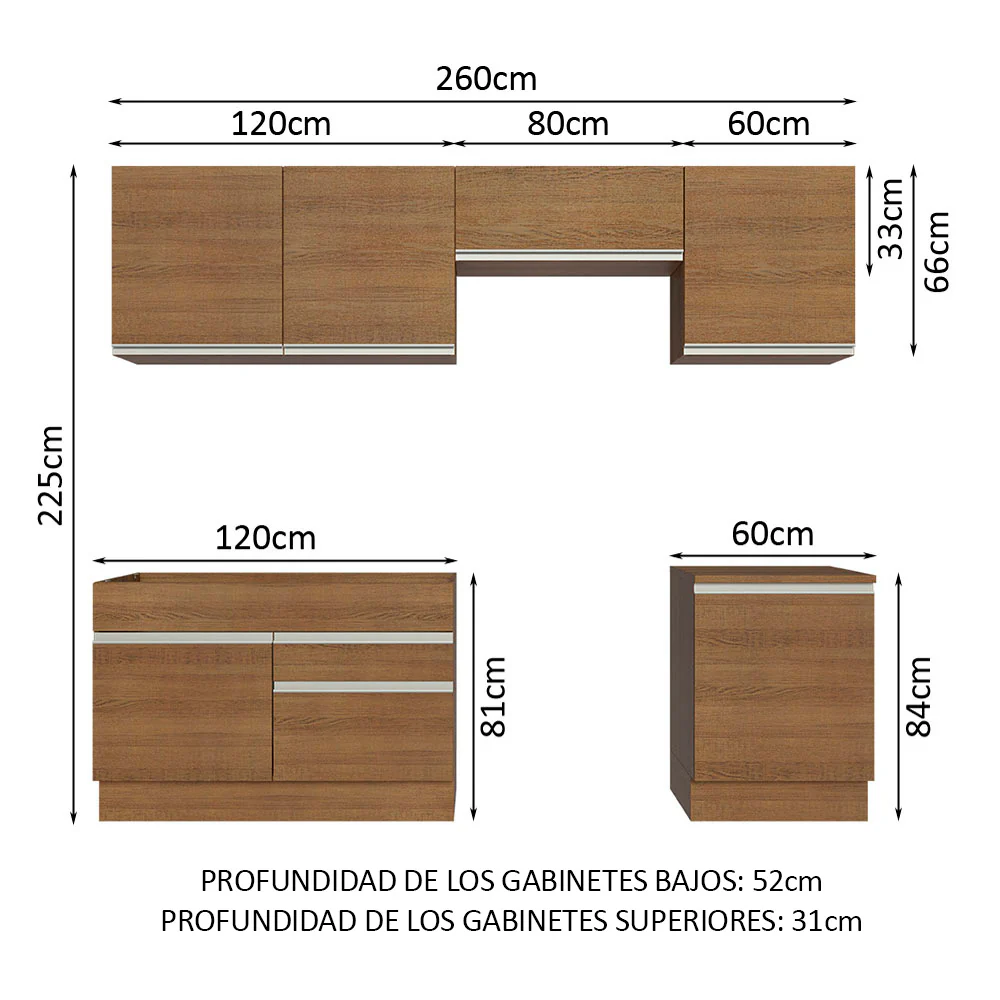 Combo completo de Cocina Glamy Madesa 260cm - Image 2