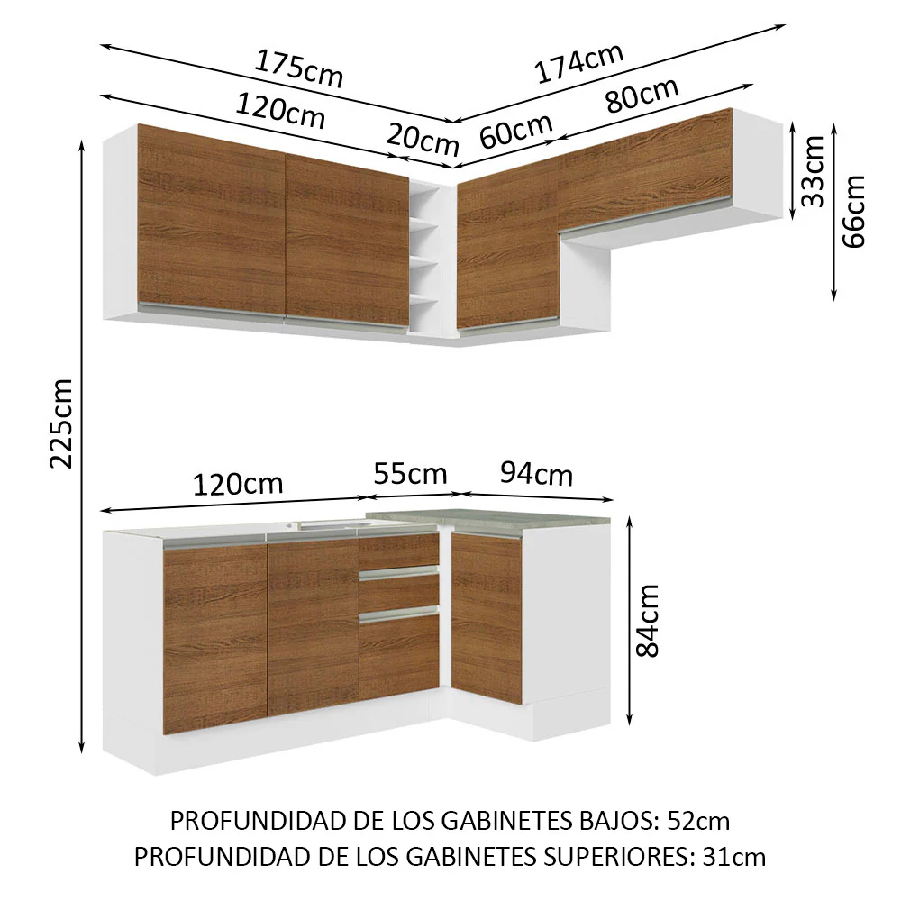 Combo completo de Cocina Esquinera Madesa 07 349cm Glamy - Image 3