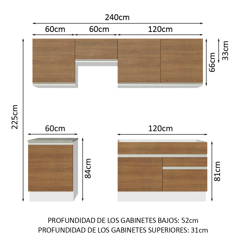 Combo completo de Cocina Madesa 08 Glamy 240cm - Image 3