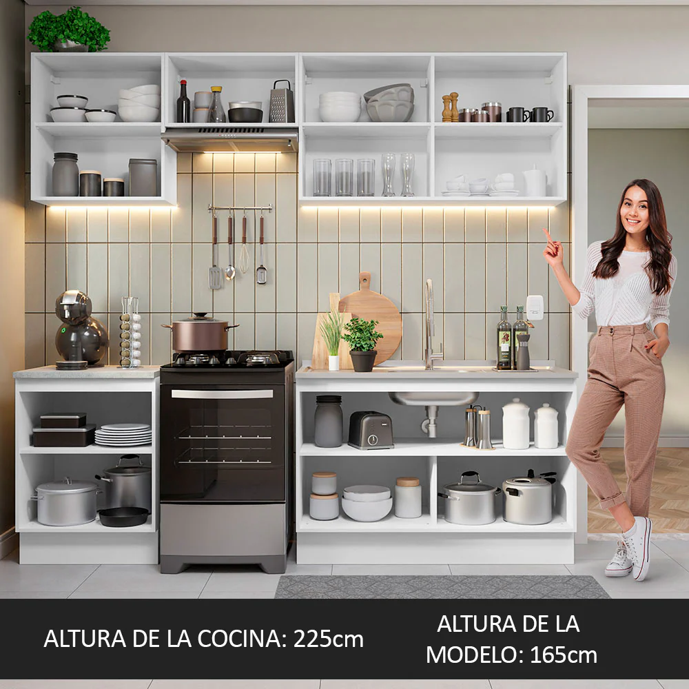 Combo completo de Cocina Madesa 09 Glamy 240cm - Blanco/Marrón - Image 6
